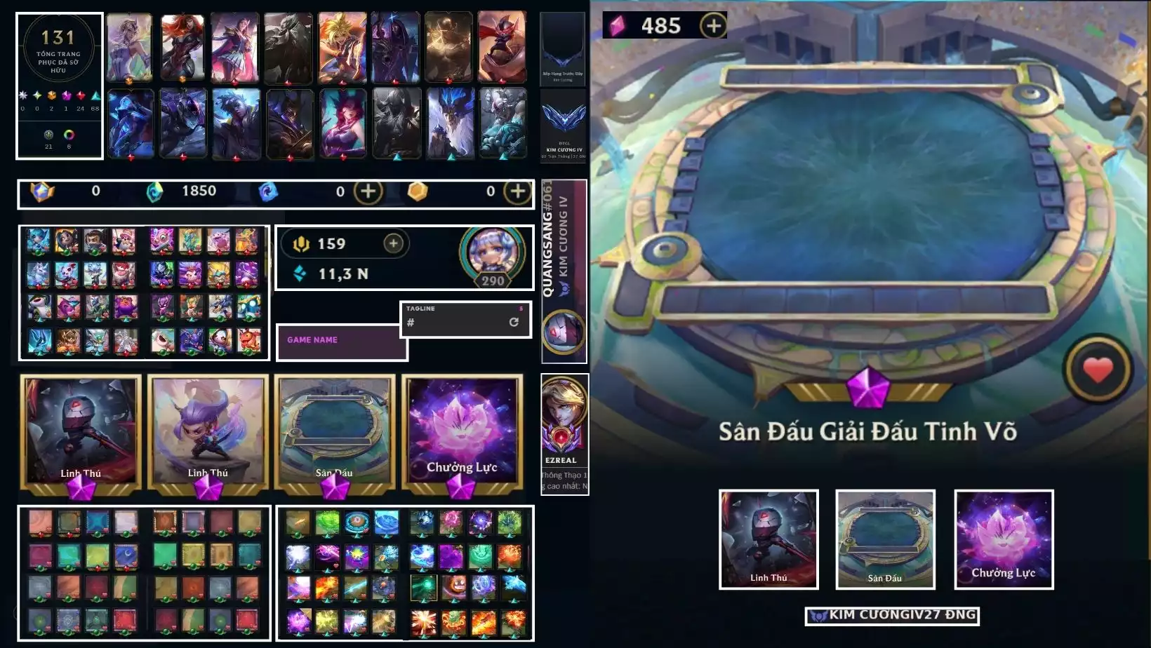 ZED SIÊU PHẨM TÍ NỊ  YASUO LONG KIẾM TÍ NỊ  SÂN GIẢI ĐẤU TINH VÕ  3 TÍ NỊ VÀ RẤT NHIỀU PET 3 SAO , RẤT NHIỀU SÂN,RẤT NHIỀU CHƯỞNG , RANK KC ,DƯ 485 MẢNH SAO, DƯ 1K8 PL  5VS5 : SKIN 131 , FULL TƯỚNG , LV : 299 , UNLRANK CÒN ĐỔI TÊN